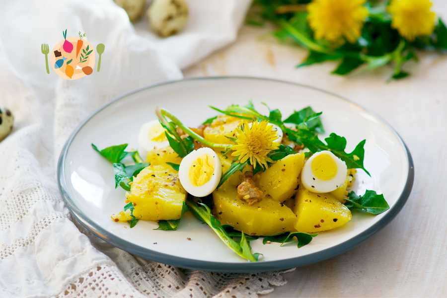 Salade de pissenlits aux œufs pochés