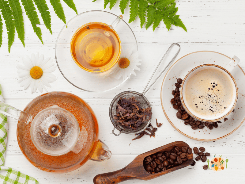 tasses de thé et café